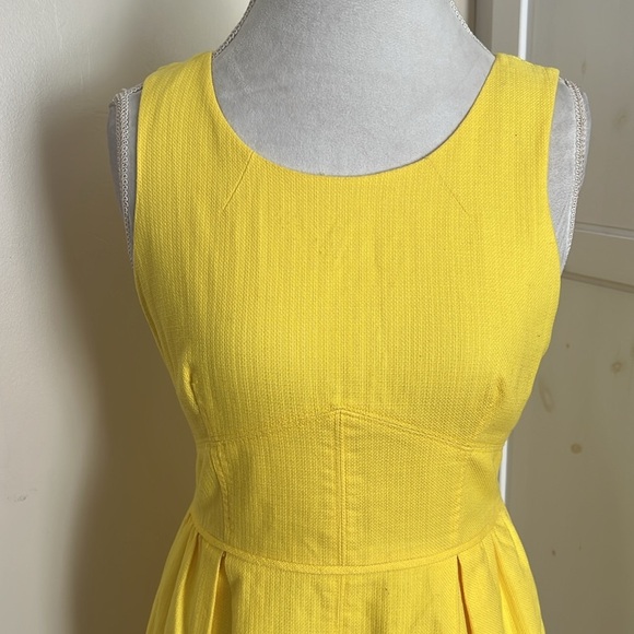 J.Crew Factory Textured Cotton Bright Yellow Classic Sleeveless Dress - Size 4 - Picture 3 of 9